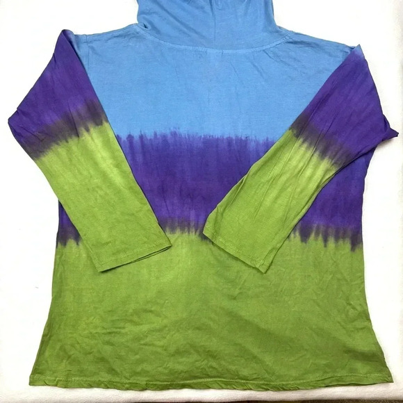 Made In Nepal 100% Cotton Tie Dye Light Weight Boho Natural Zip Jacket Size 3X - Picture 8 of 15